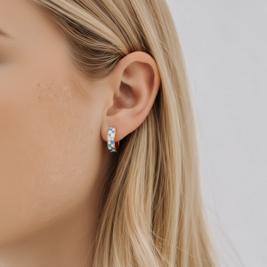 Blue & White Checkered Hoops