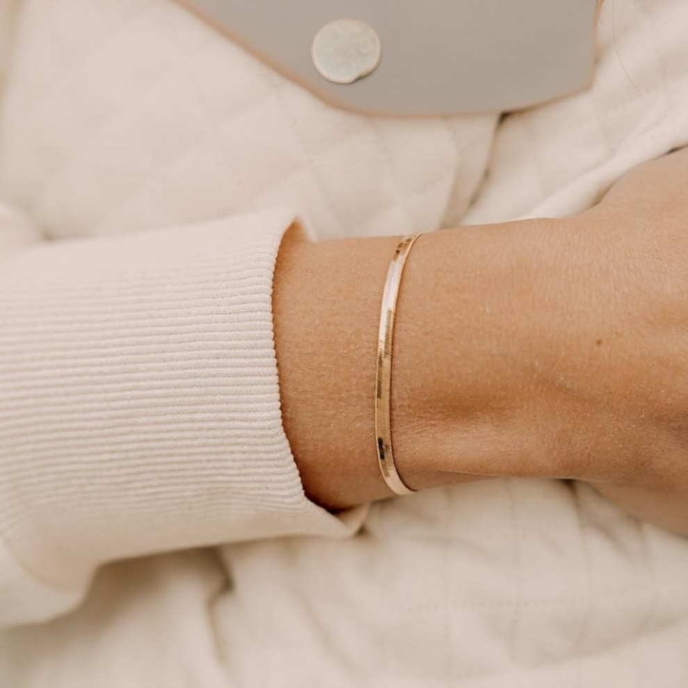 Jade Gold Filled Herringbone Bracelet